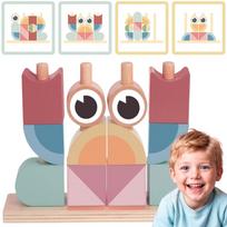 TOOKY TOY Medinė dėlionė Krabas su spalvotais kaladėlėmis
