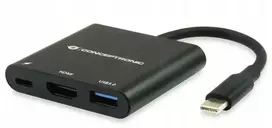 "CONCEPTRONIC 3-1 Dock USB-C->HDMI/USB-A/60WPD 15cm sw"