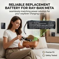 2600mAh Battery for Ray-ban Meta Wayfarer Charging Case, 890-00350A