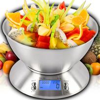 Produktai namams ir sodui // Virtuvės ir namų apyvokos prekės // Dokładna waga kuchenna z termometr elektroniczna z miską 1g-5kg inox timer