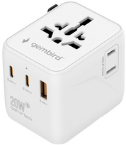 Gembird TPA-1A2C20-01-W Universal Travel Adapter 20W / white