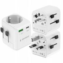 Gembird TPA-EU1A1C20-01-W Grounded Universal Travel Adapter 20W