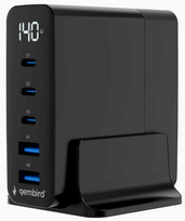 Gembird TA-UC-2A3C-PD140-01-BK 5-port GaN USB Fast Charger 140W QC 3.0 PD