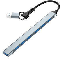 Gembird UHB-ACM-U3P1U2P6-01 7-Port USB Hub USB-A + USB-C 1x USB 3.2 + 6x USB 2.0 / silver