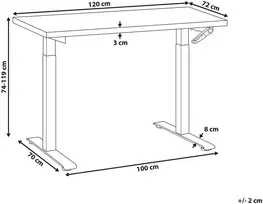Beliani Rankiniu būdu reguliuojamas stalas DESTINES, 120 × 72 cm, pilkas / baltas