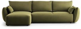 Kampinė sofa - lova Cosmopolitan Design Matera, žalia sp., kairinė, 173 x 253 cm x 86 cm
