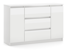 Komoda Simple, balta sp./skaidri sp., 78.5 cm x 120 cm x 39 cm