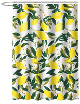 Dušo užuolaida Gedy Lemon, balta sp./geltona sp./žalia sp., 180 cm x 200 cm