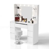 Komedonas Malia su LED ir taburetė Tonia 107x40x140 cm balta