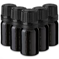 Juodas stiklinis butelis 5 ml su lašintuvu, 5 vnt. rinkinys