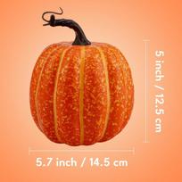 Dirbtinis dekoratyvinis moliūgas tikroviškas rudens papuošimas oranžinis 15 cm — helovino dekoracijos, namų papuošimai, rudeninės kompozicijos, foto rekvizitas, moliūgo figūrėlė, interjero detalės, stalo dekoras