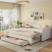 Lovos sofa, 90x200 cm, išsitiesia iki 180 cm, su 2 stalčiais, USB, 1 vnt