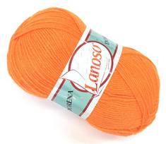 Mezgimo siūlai Lanoso Dorena 100g; spalva oranžinė 13204