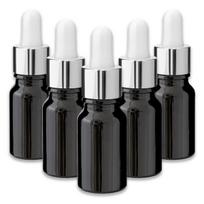 Juodas 10 ml stiklinis butelis su sidabrine pipete, 5 vnt. rinkinys