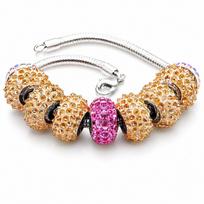 Apyrankė moterims DiamondSky „BeCharmed Pavé IV (Jonquil & Fuchsia)“ su Swarovski kristalais