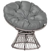 Papasan fotelis su pagalve, 97x87x86 cm, pilkas