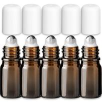Rudas 5 ml roll-on butelis su nerūdijančio plieno rutuliuku, 5 vnt. rinkinys