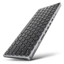 AXAGON HMC-KB-GE USB-C 5Gbps klaviatūra su 9-in-1 stotele, vokiškas išdėstymas, HDMI 4K, Gigabit Ethernet, 100W PD, kortelių skaitytuvu, juoda