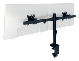 Leitz Ergo Slim dviem monitoriams skirtas laikiklis su stalviršio spaustuku, juodas 61640095