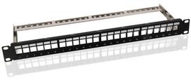 Microconnect PP-027 24 prievadų Cat6 UTP pach panelė, 1U montavimui į stelažą, juoda