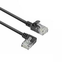 ACT DC1901 1 m CAT6A U/UTP LSZH plonas tinklo kabelis, RJ45 90° kampu į kairę – tiesus, juodas