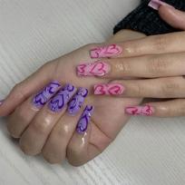 24 Pcs Long Coffin Press On Nail Heart Artificial Nail Valentines Day False Nail Festival Stick on Nail for Holiday 1 gray