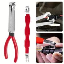 Electrical Disconnect Pliers& Connector Separator, Automotive Terminal Plug Removal Tool Kit, Disconnect Tool, Electrical Pliers Wire Quick Disconnect 1 Pliers+1 Crowbar raudona