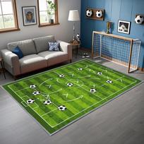 Futbolo kilimas miegamajam, 3'x5' futbolo aikštės kilimai sporto kambariui, neslystantis poliesterio sportinis kilimas futbolo kambario dekoravimui 100cm x 120cm gray