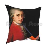 Mozart With A Keytar Pillow Case Printed Home Soft Throw Pillow Wolfgang Amadeus Mozart Music Keytar Keyboard Guitar 50cmx50cm beige