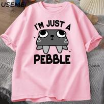 Dandys World Pebble Its Just A Pebble  Funny Tees Short Sleeve Breathable Casual Unisex aldult Parent child Kids Cotton Tshirt 100 gray