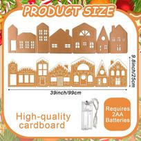 Christmas Gingerbread House Luminous Decoration DIY Christmas Gingerbread House Cardboard Set With LED String Lights beige