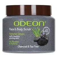 ODEON Charcoal & Tea Tree Oil Body Scrub (300ml) | Face Scrub for Oily Skin | Body Scrub to Fight Body Odour & Bacteria | Gentle Exfoliating Scrub black