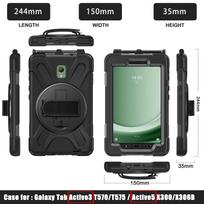 Dėklas, skirtas Samsung Galaxy Tab Active 3 / Active 5 (T570/T575/X300/X306B) 8,0  / Atsparus dėklas Pasukama stovas Dangtelis su rankena For Active 5 (2024) violetinė