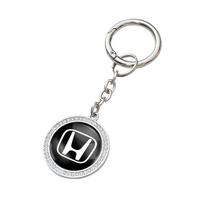 Luxury Diamond Edging Key Rings Car Logo Keychain For Honda Civic Fit Jazz Accord Pilot CRV Odyssey Passport City Shuttle HRV AS9
