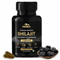 MORA Shilajit Capsules | 15:1 Gold-Grade Pure Himalayan Extract | 70%+ Fulvic Acid | For Energy, Strength & Stamina | Ayurvedic Supplement for M
