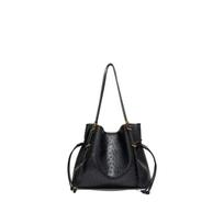 Ostrich Pattern Large Capacity Tote Bag for Women High Quality PU Leather Shoulder Handbag geltona