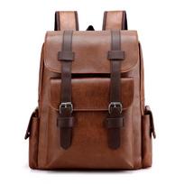 17.3 Inch Laptop Business Backpack PU Leather Large Capacity Travel Briefcase tamsiai ruda spalva