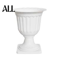 Durable Garden Pot Flower Urn Planter, Plastic Plant White Small Pedestal Base Planter Urn, Elegant Retro Flowerpot for Indoor Table Decor Lightweight
