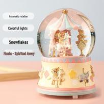 Crystal Carousel Music Box: Princess Gift for Girls - Perfect for Birthdays, Valentine's, and Children's Day. gray
