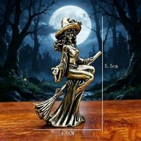 Vintage Alloy Witch Statue Fine Craftsmanship Antique Finish Perfect For Halloween Desktop Ornament Collection one size gray