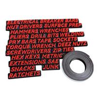 1 rinkinys Įrankių dėžės stalčių etiketės 3D magnetinės įrankių spintelės organizatoriaus lipdukai Daugkartinio naudojimo lengvai skaitomas spausdinimas Mini įrankių dėžės stalčių organizavimo lipdukai balta