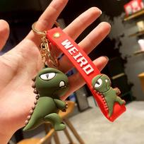 Dinosaur Cartoon PVC Keychain: 3D Epoxy Doll and Backpack Charm brown