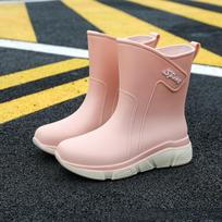 Women's Mid-calf Rain Boots with Anti-wear Edge Lightweight Wading Shoes Kitchen Rubber Shoes 36