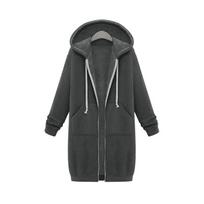Autumn Winter Women's Casual Zip Up Hoodies  Zipper Pocket Maxi Size Sweatshirt Sports Outwear Hoodies Long Sleeved Loose Hooded Jackets M mėlyna