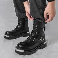 Dizainerio Nauji Vyriški Juodi Roko Punk Hip-hop Diržo Sagtis Aulinukai Botas Didžiosios Britanijos Mada Prabangūs Motociklininko Batai Zapatos Hombre 39 juoda