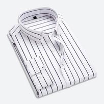 Men's Spring Striped Shirt Solid Casual Long Sleeve Slim Fit Korean Edition Business Formal Laydown Shirt S raudona