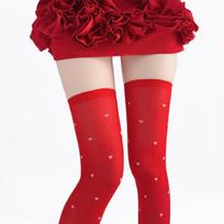 Lolita White Pure Desire High-Top Jk Stockings Red Love Cute Girl Bottom Over The Knee Stockings One size