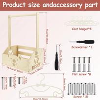 Wood Baby Shower Basket Baby Toys Storage Crate with Hangers and Handle Multipurpose Gift Basket for Boys Girls New Parents beige