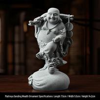 Blue Sandstone Maitreya Buddha Statue: Wealth-Attracting Zen Ornament for Study Room Decor gray