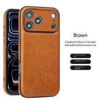 For Magsafe  Leather Case for iPhone 17 Pro Max Air 16 15 Plus 14 13 12 Pro 16e Magnetic Shockproof Cover for Man Leather&iPhone Air brown